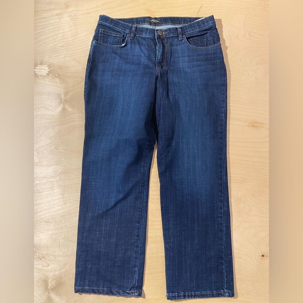 Lee Women's Dark Blue Straight-Leg Mid Rise Jeans 14 Short (QO) - Picture 2 of 7